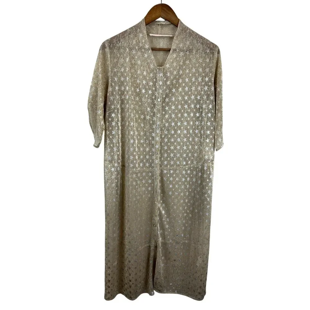Coop Trelise Cooper Sheer Cardigan S Star Gold Metallic Long Sleeve Shimmer‎
